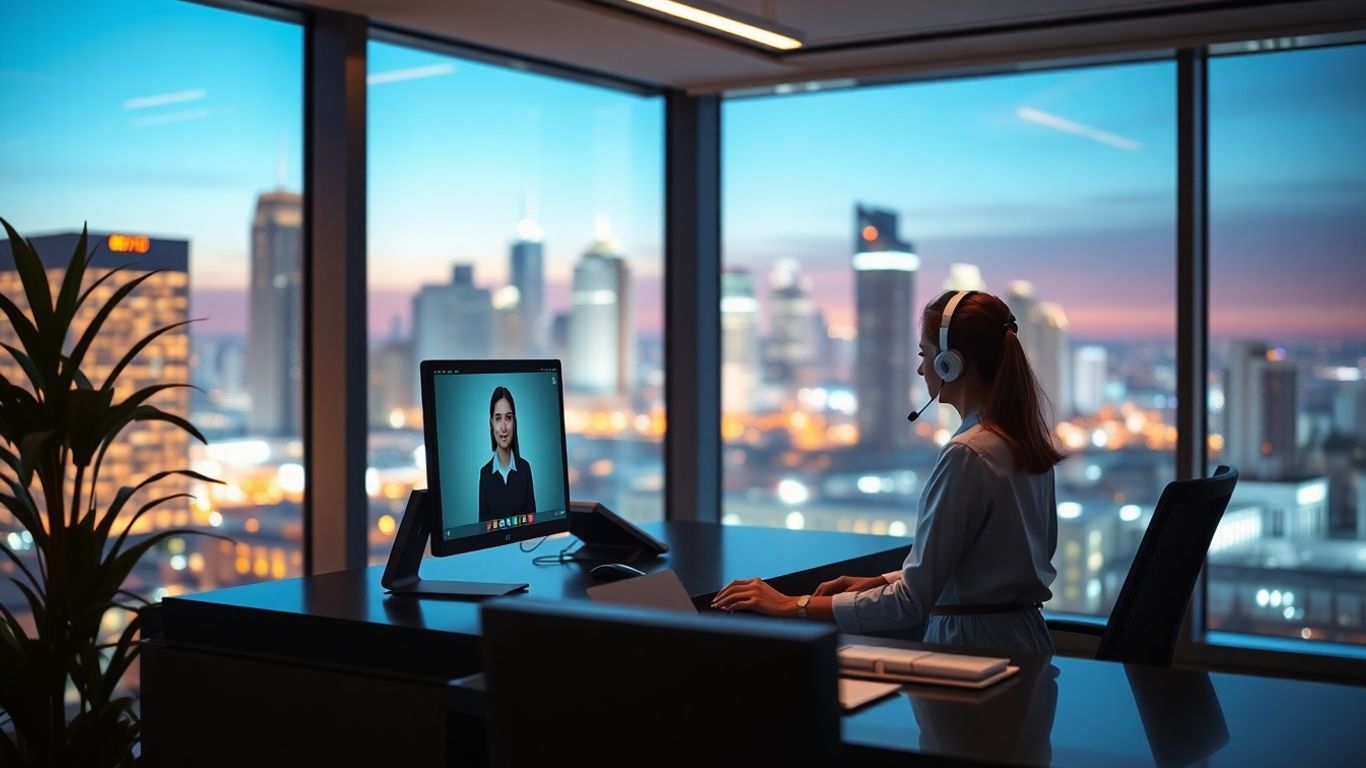 Virtual receptionist working in a modern Los Angeles office
