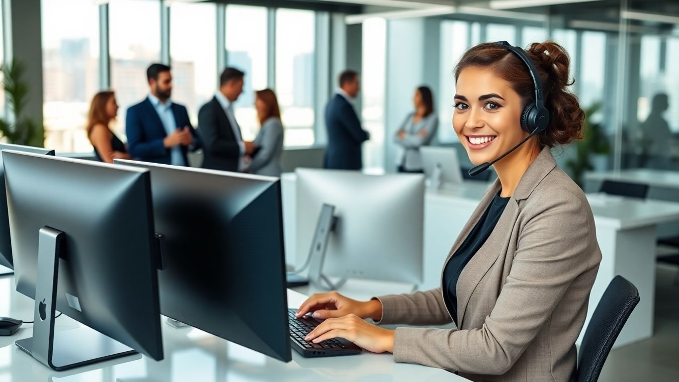 Virtual receptionist in modern San Jose office workspace