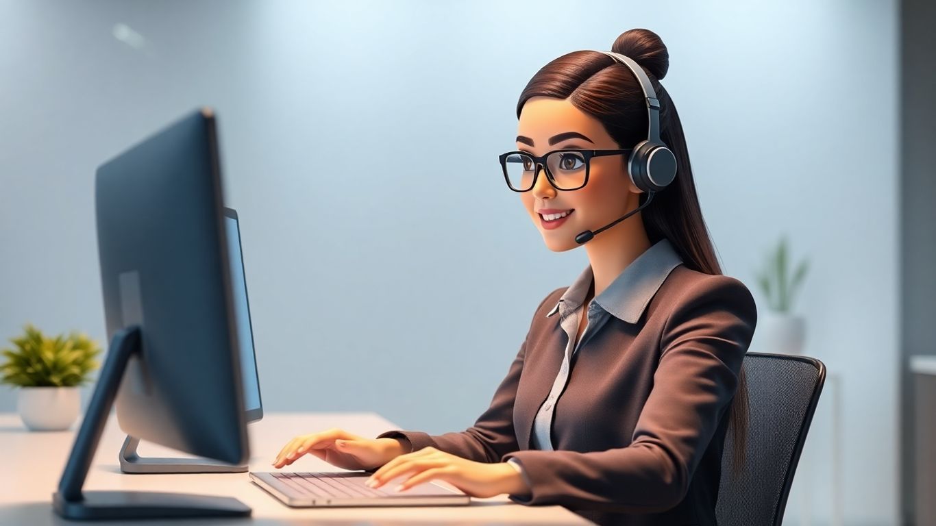 AI virtual receptionist managing a digital interface.