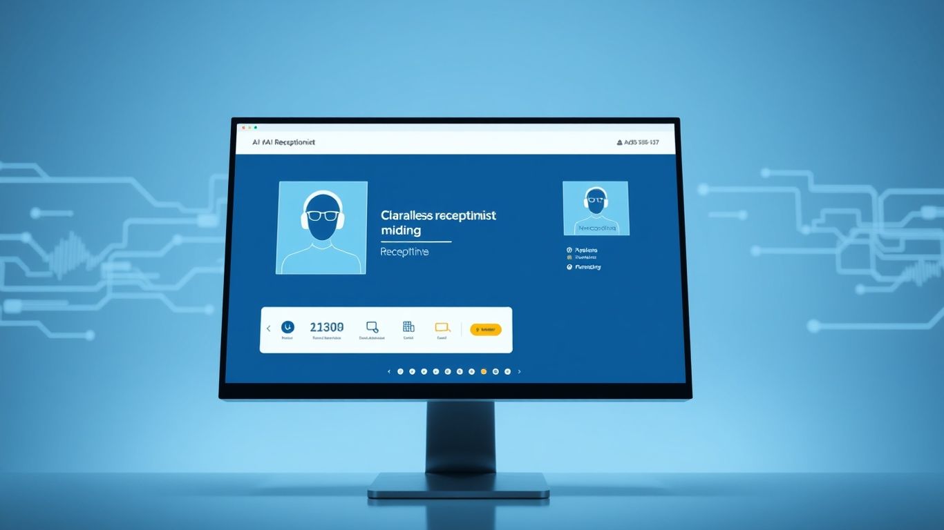 AI virtual receptionist interface on a computer screen.