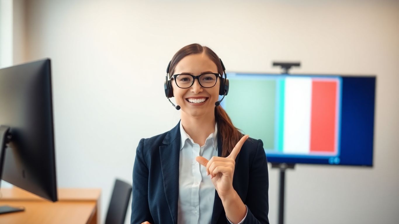 Bilingual virtual receptionist communicating with clients globally.