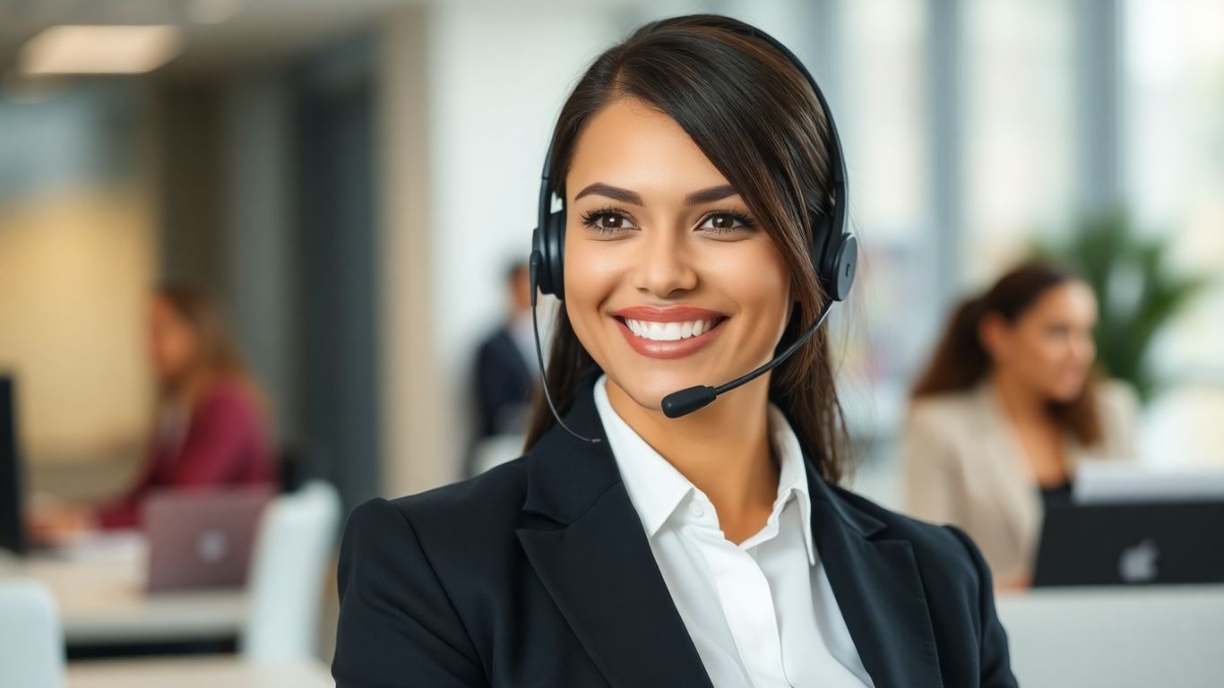 Professional virtual receptionist assisting a client.