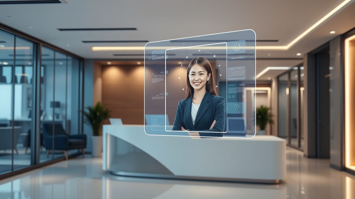 Virtual receptionist avatar on holographic interface