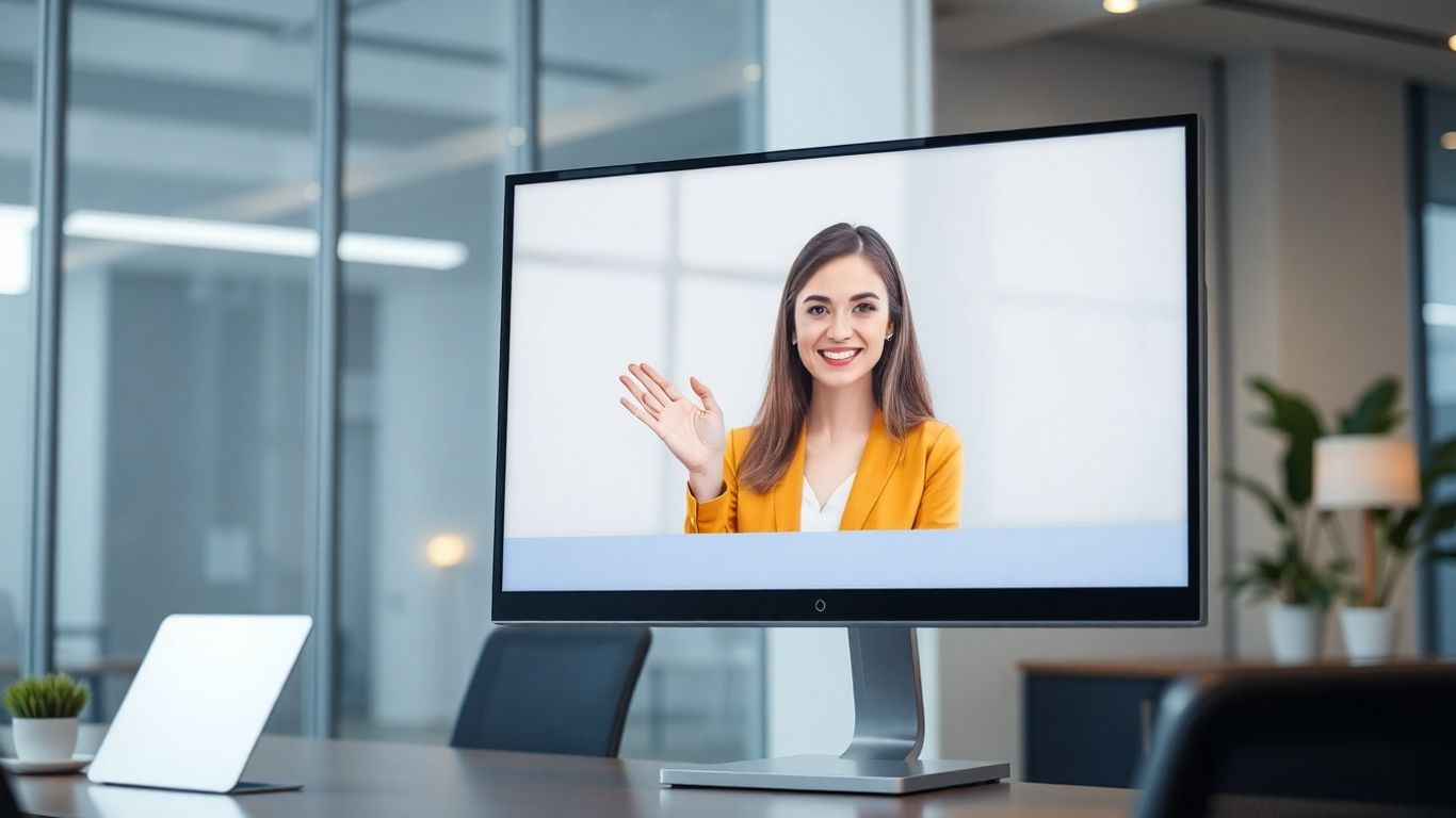 AI virtual receptionist on a computer screen