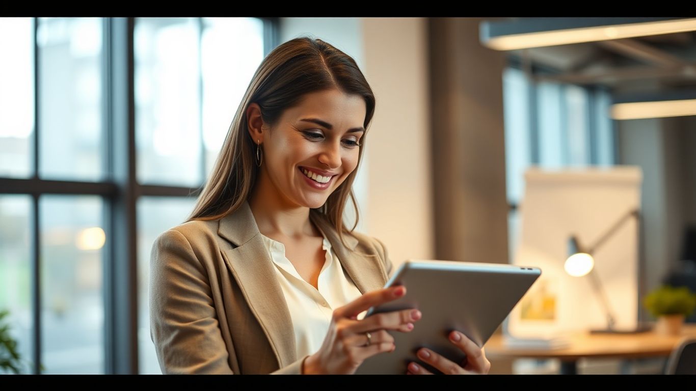 Virtual receptionist booking appointments on a tablet.