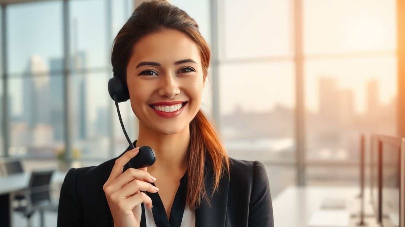 Australian virtual receptionist in a modern office.