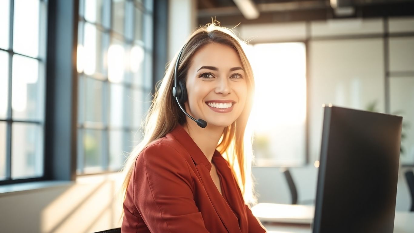 Professional virtual receptionist assisting a client.