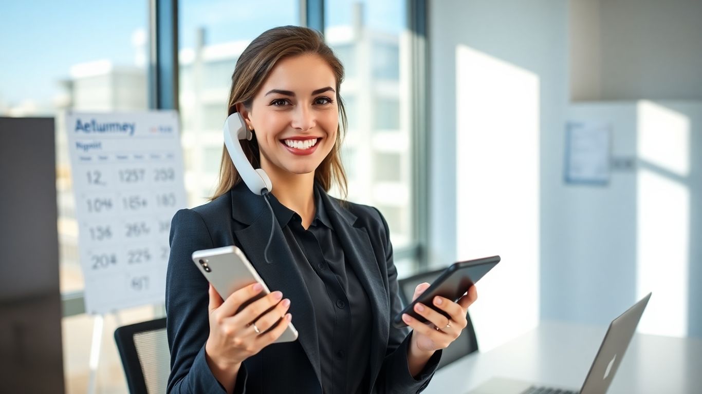 Virtual receptionist scheduling appointments on a phone.