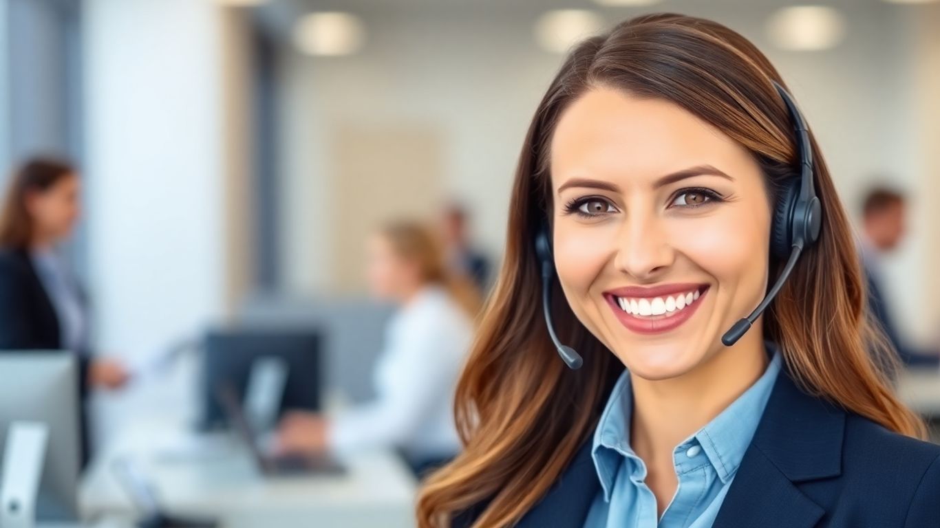 Live virtual receptionist assisting a client over the phone.