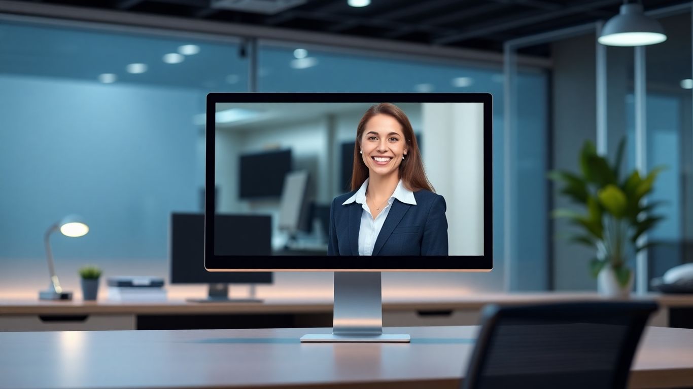 AI virtual receptionist avatar on a computer screen
