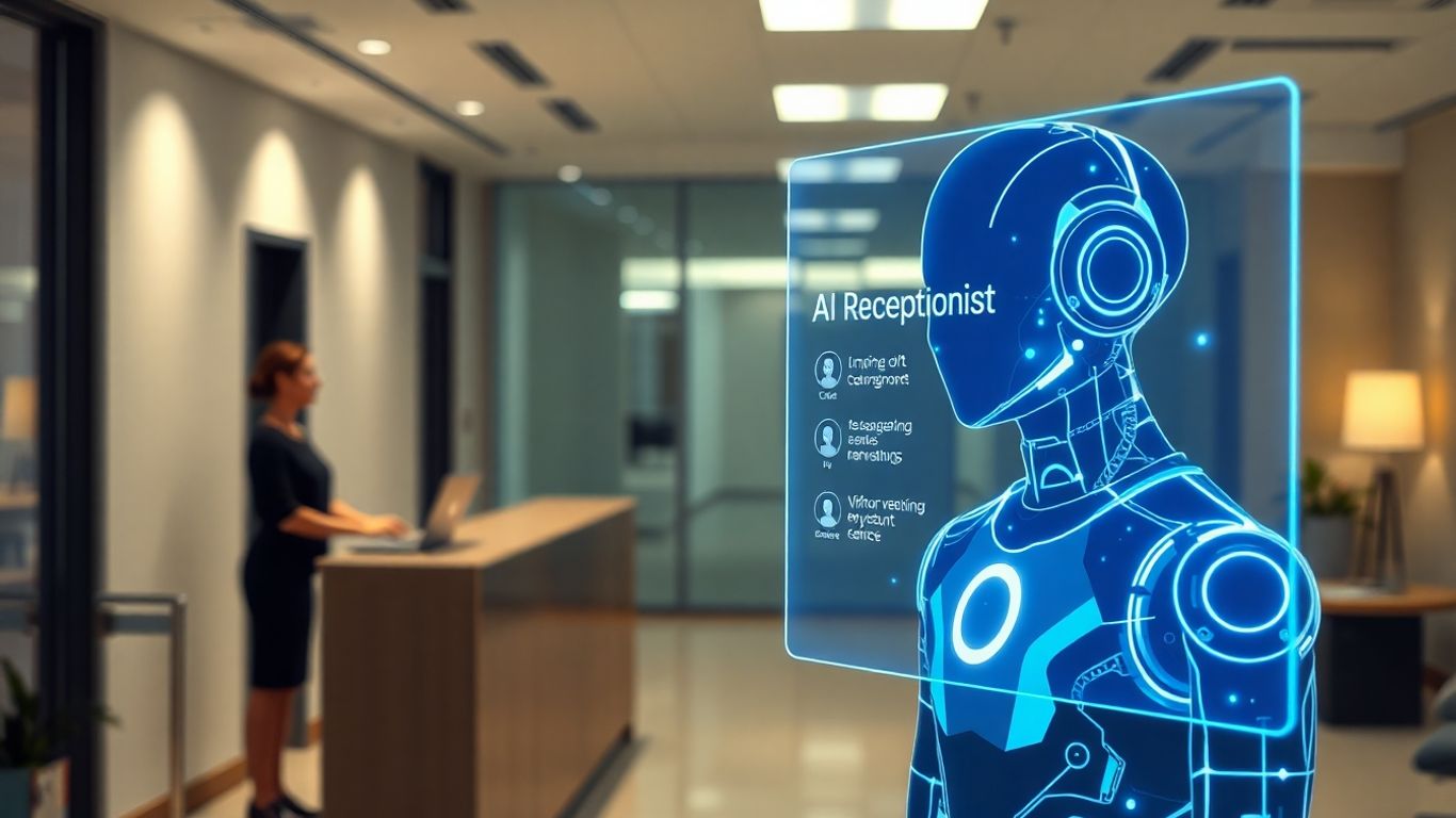 AI receptionist saving money compared to human staff.