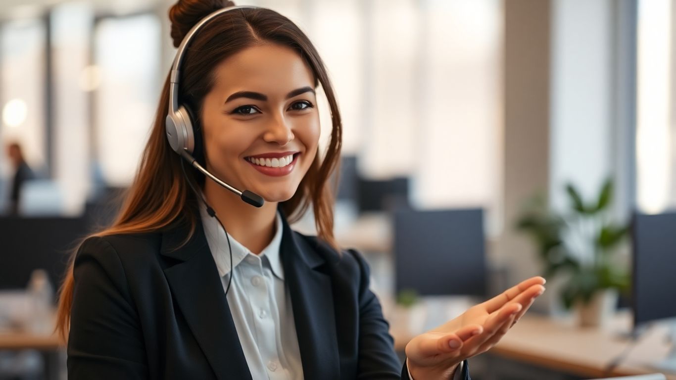Virtual receptionist using advanced technology in an office.