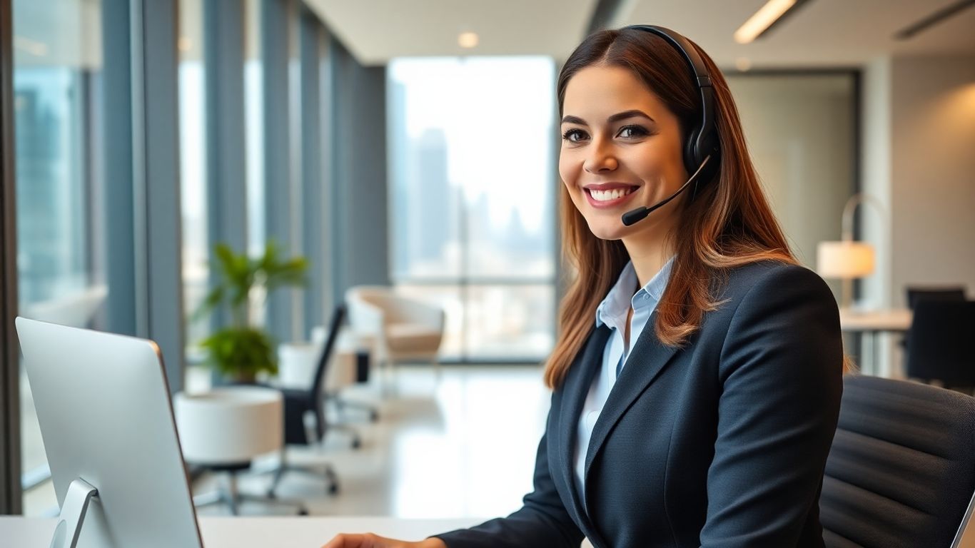 Realtor virtual receptionist handling client calls professionally.