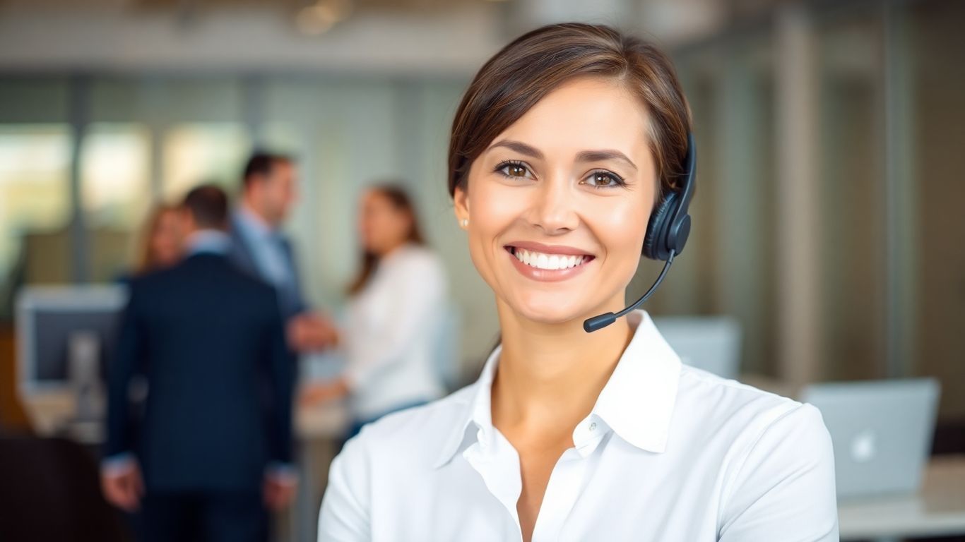 Virtual receptionist assisting a business client.