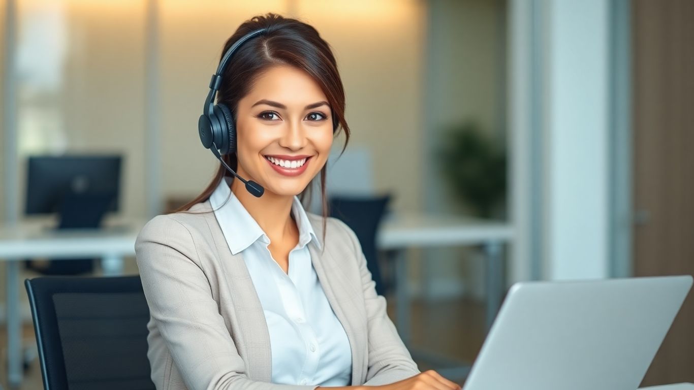 Professional virtual receptionist answering a call.