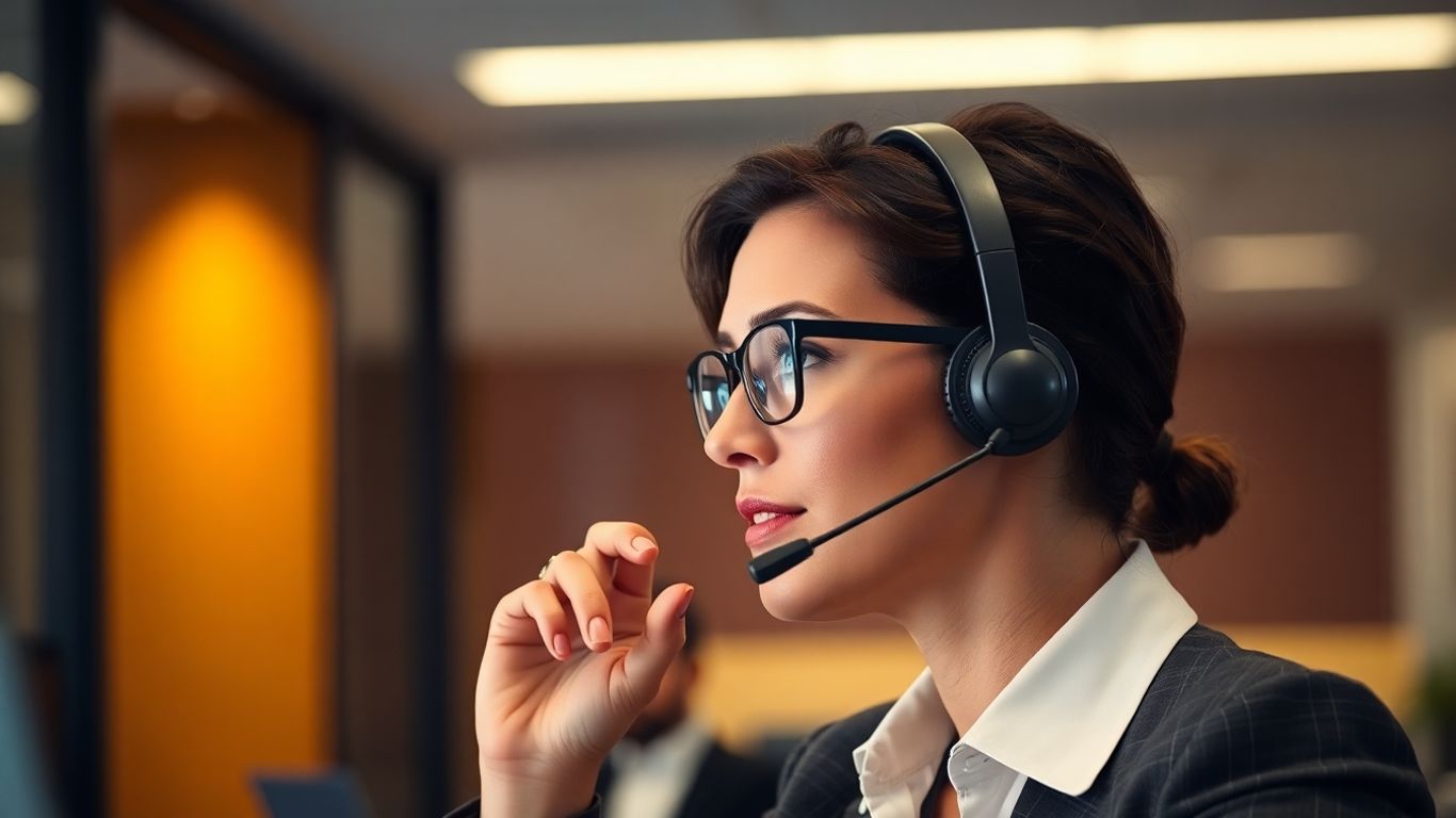 Business professional using a headset for efficient call handling.
