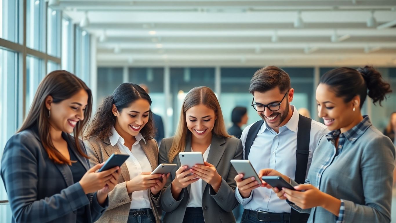 Business people communicating effectively with technology.