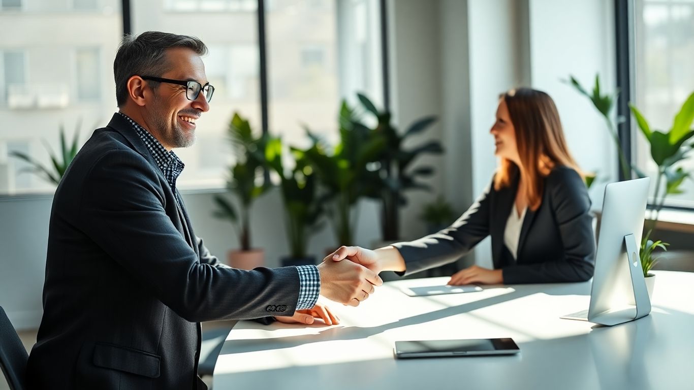 Business owner and virtual assistant collaborating successfully.