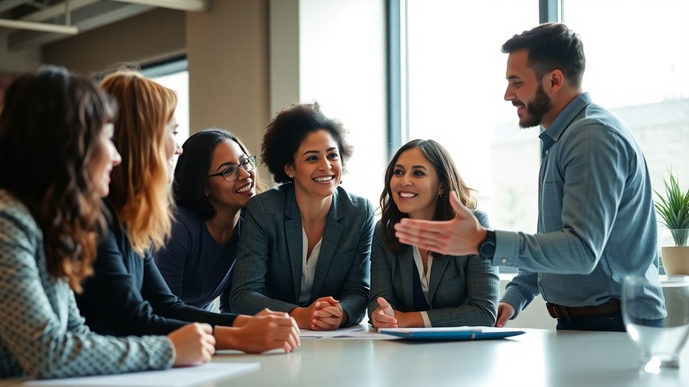 Team collaborating and communicating effectively.