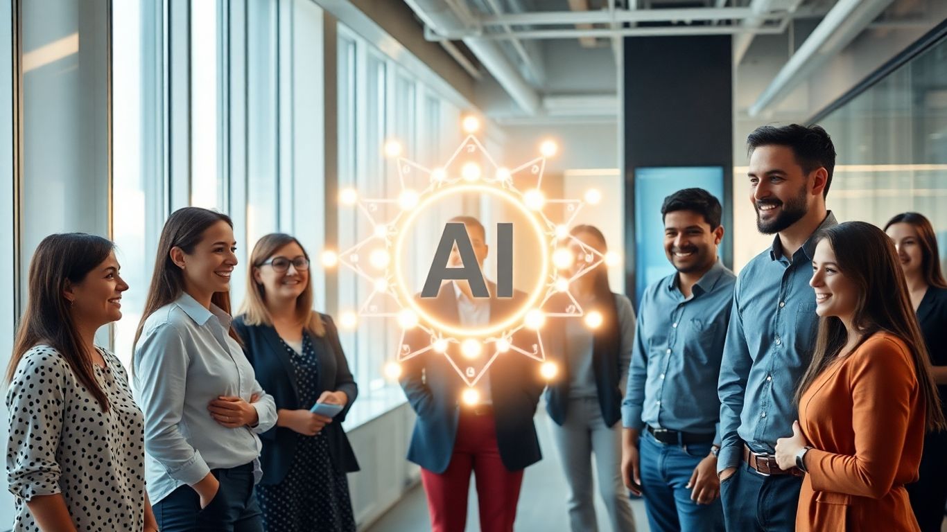 AI technology enhancing customer interactions in a modern office.