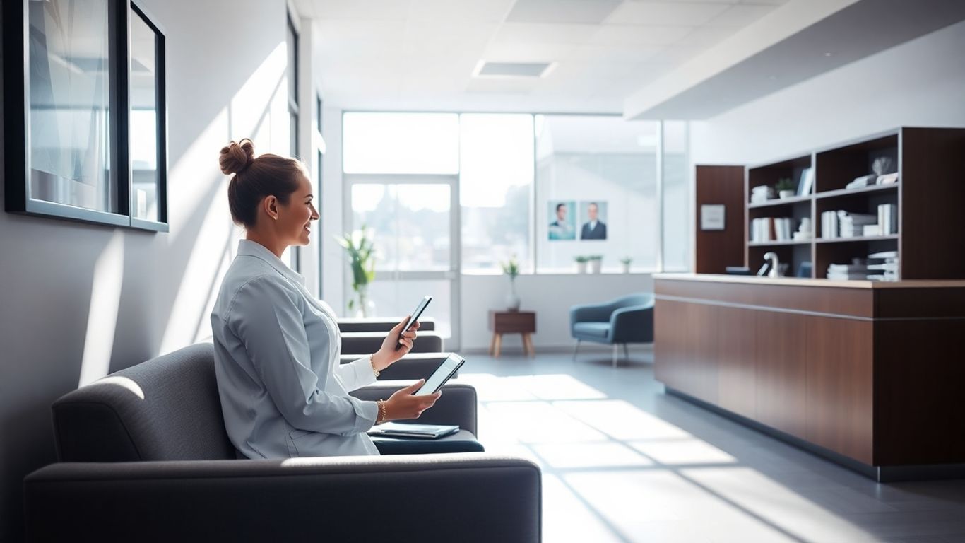 Medical office virtual front desk check-in process.