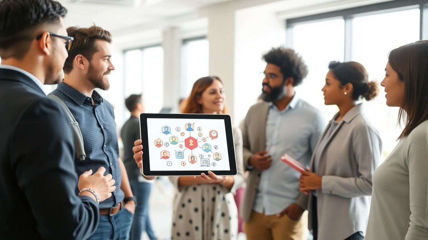 People communicating effectively with technology.