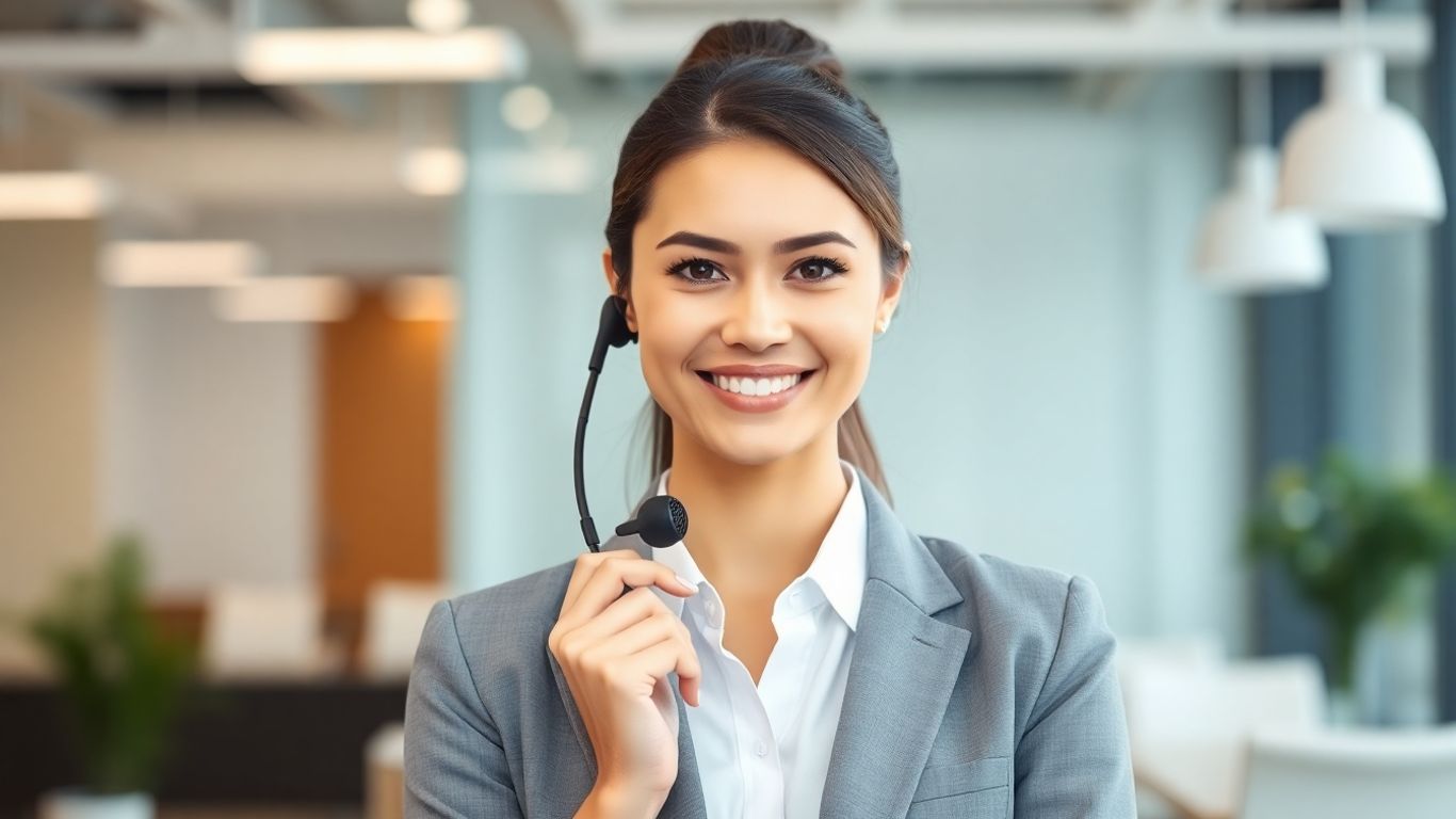 Virtual receptionist assisting with business operations.