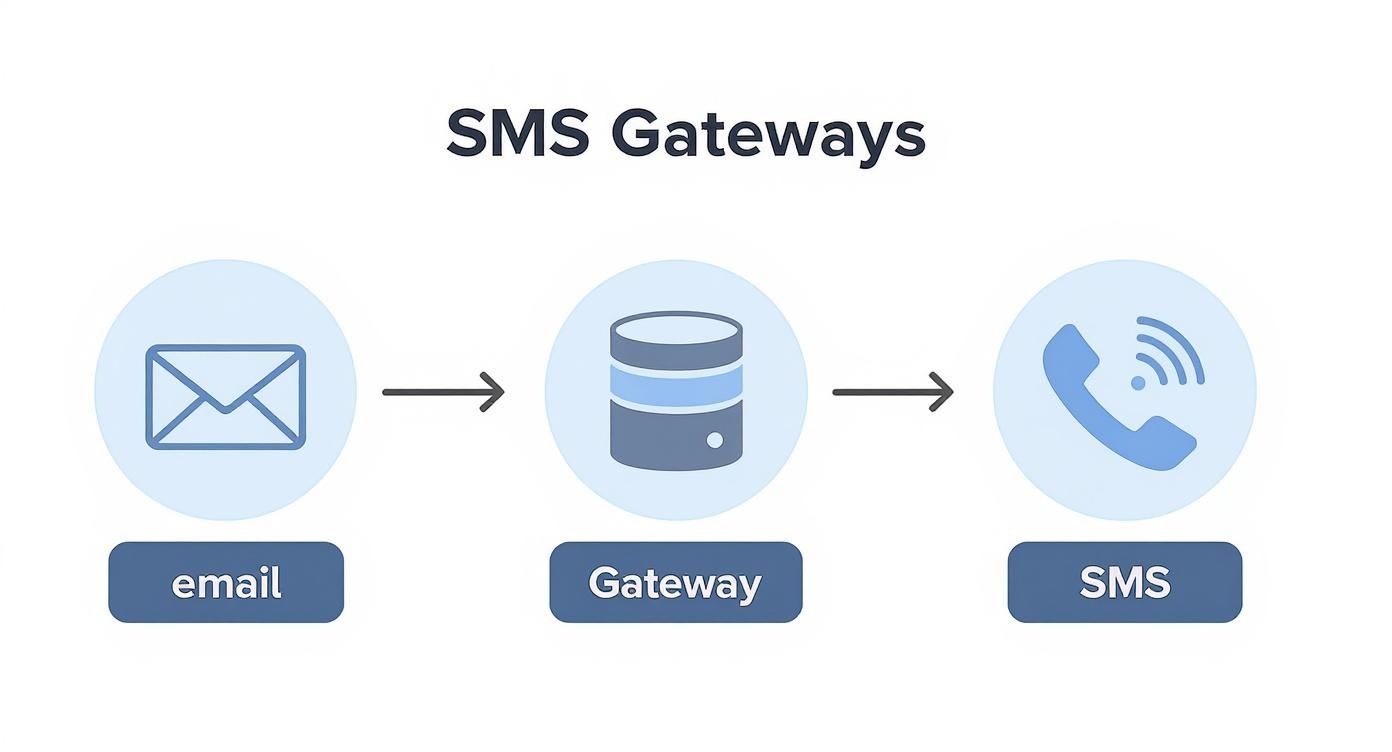 Infographic about how to send email via sms