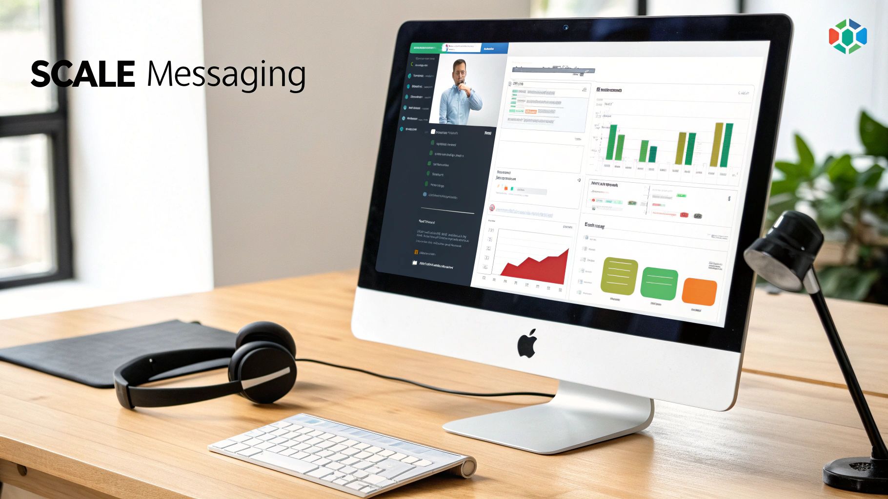 Screenshot of the My AI Front Desk homepage, showing its features for small businesses.