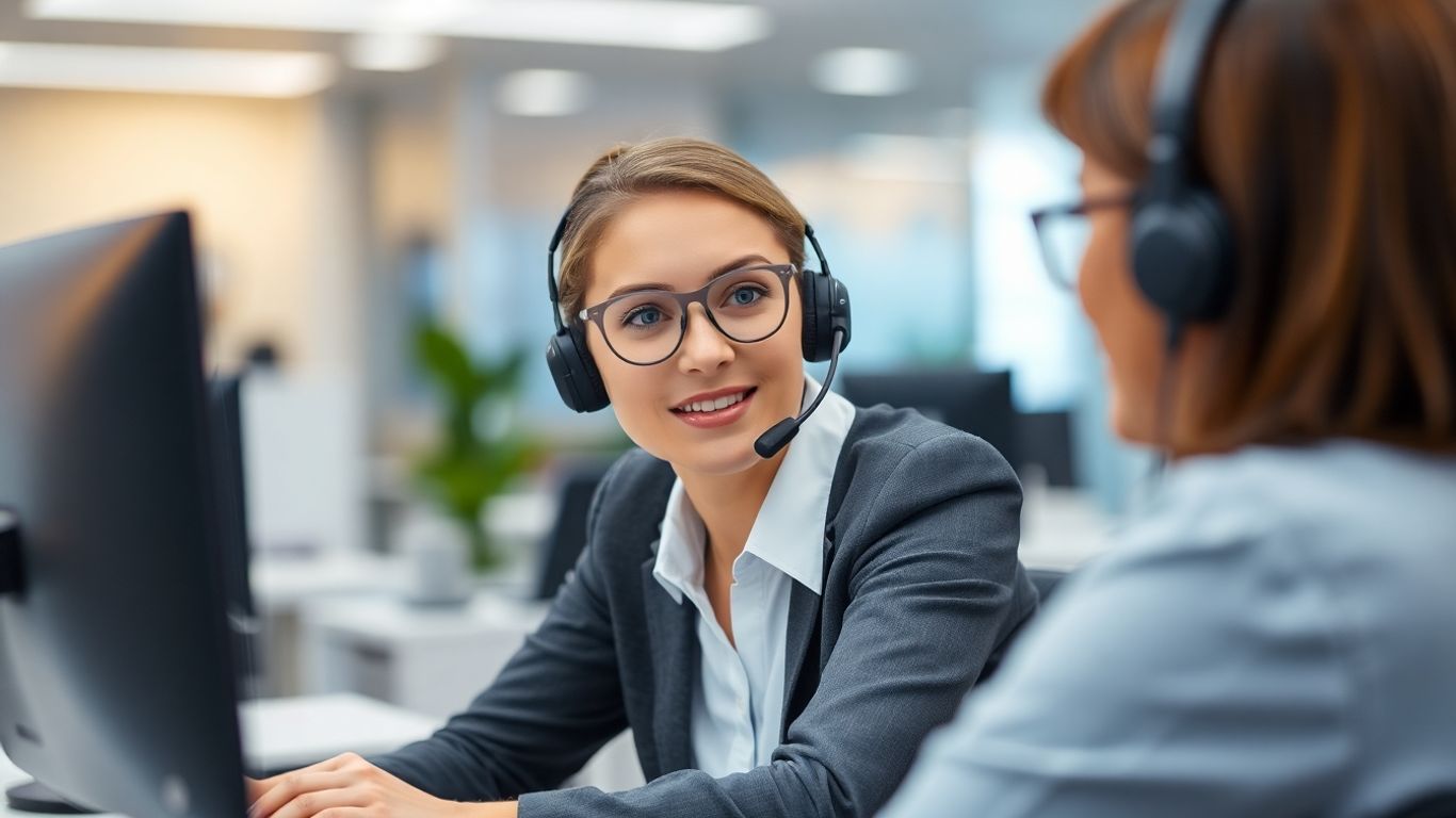 Call center agent actively listening and solving problems.