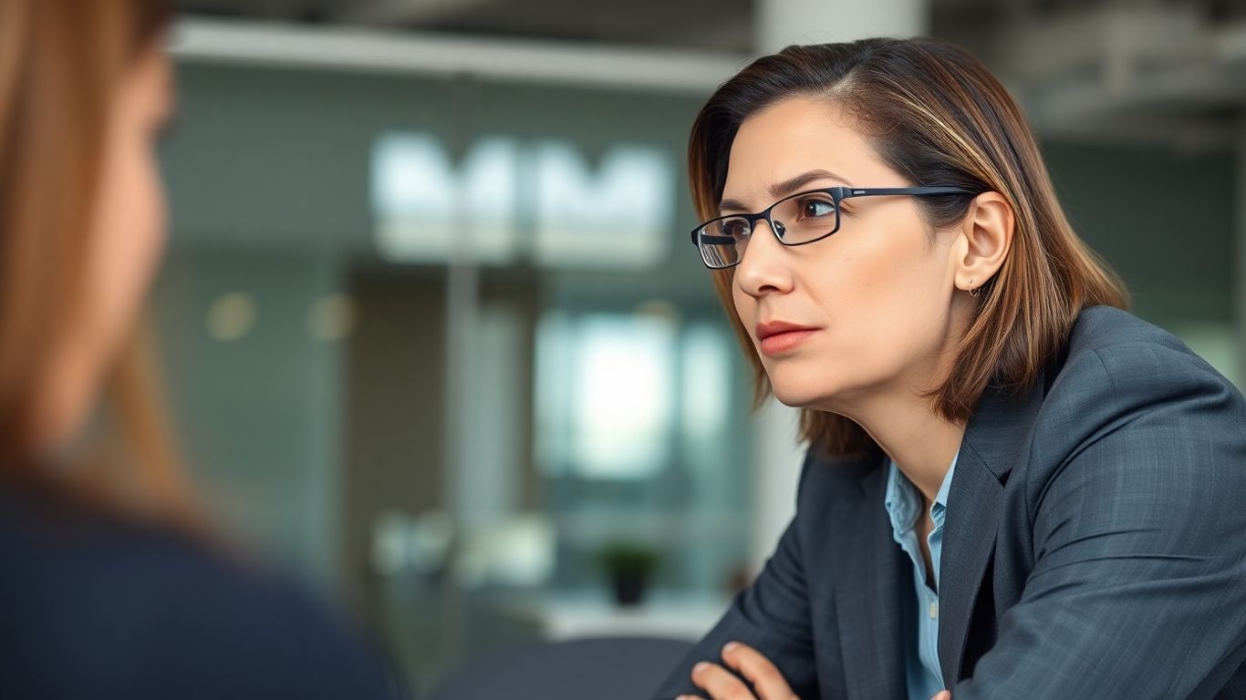 Business professional actively listening during a call.