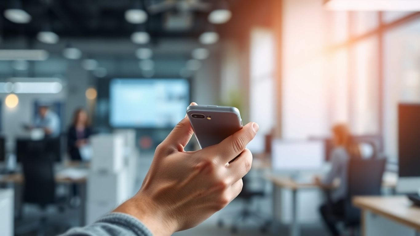 Business person using a smartphone for call management.