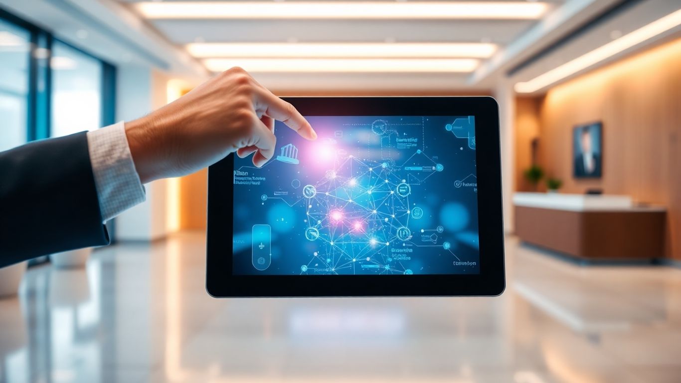 Front desk app interface on a tablet