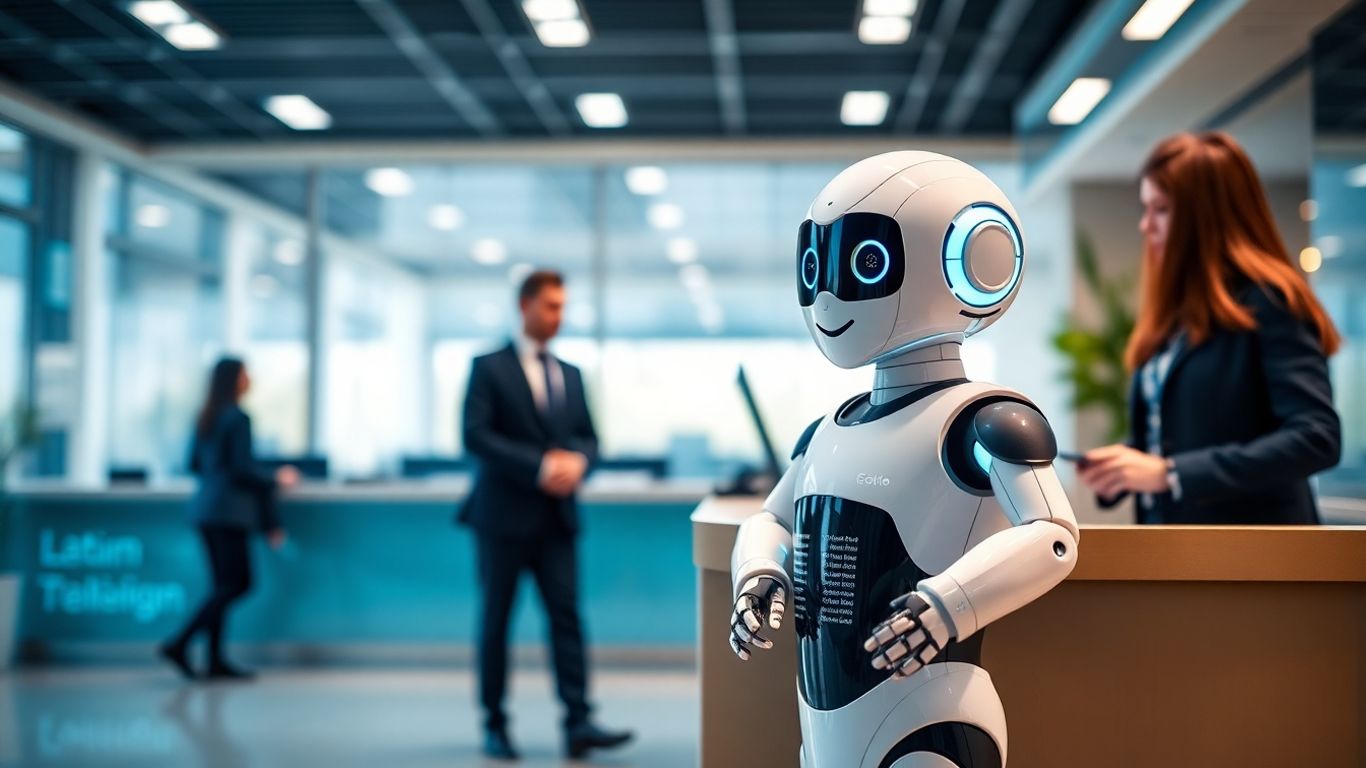AI robot at a business reception desk