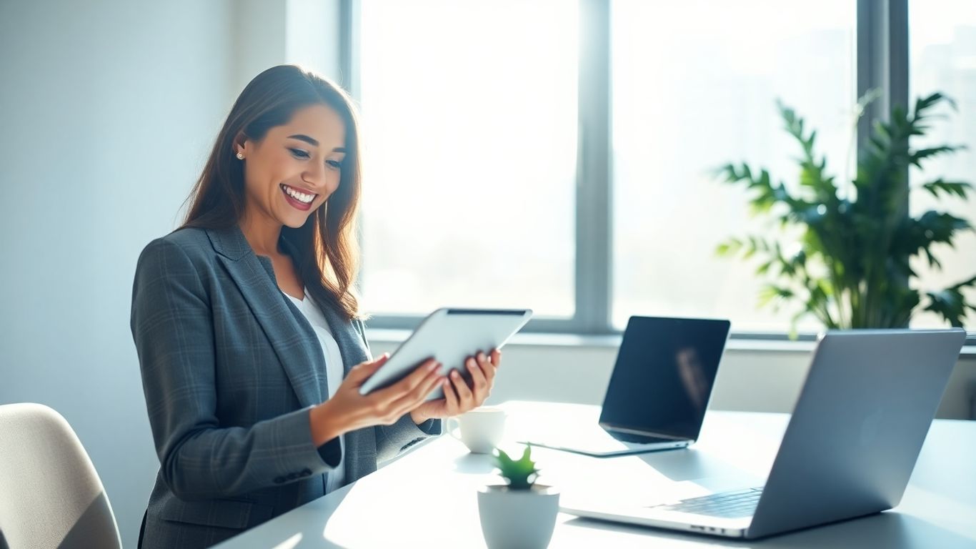 Virtual receptionist booking appointments on a tablet.
