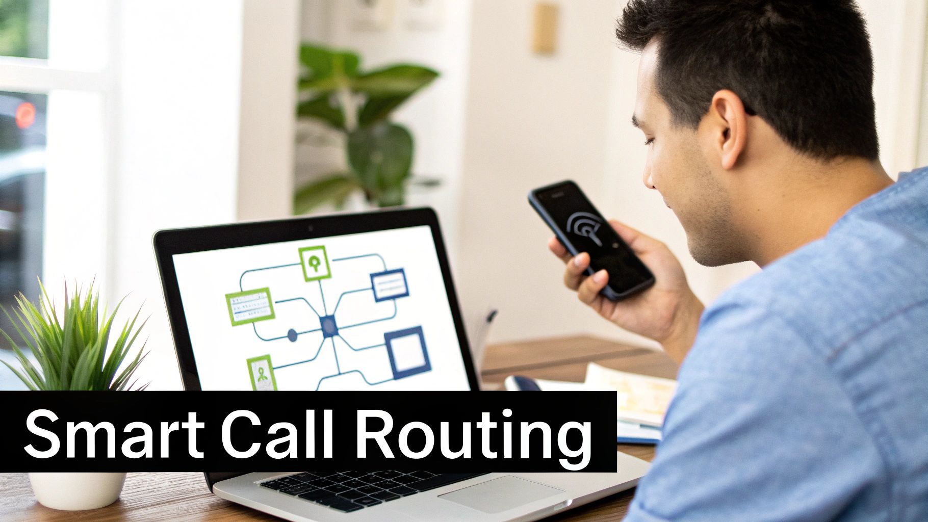 Three different smartphones showing various call forwarding settings, illustrating choice.