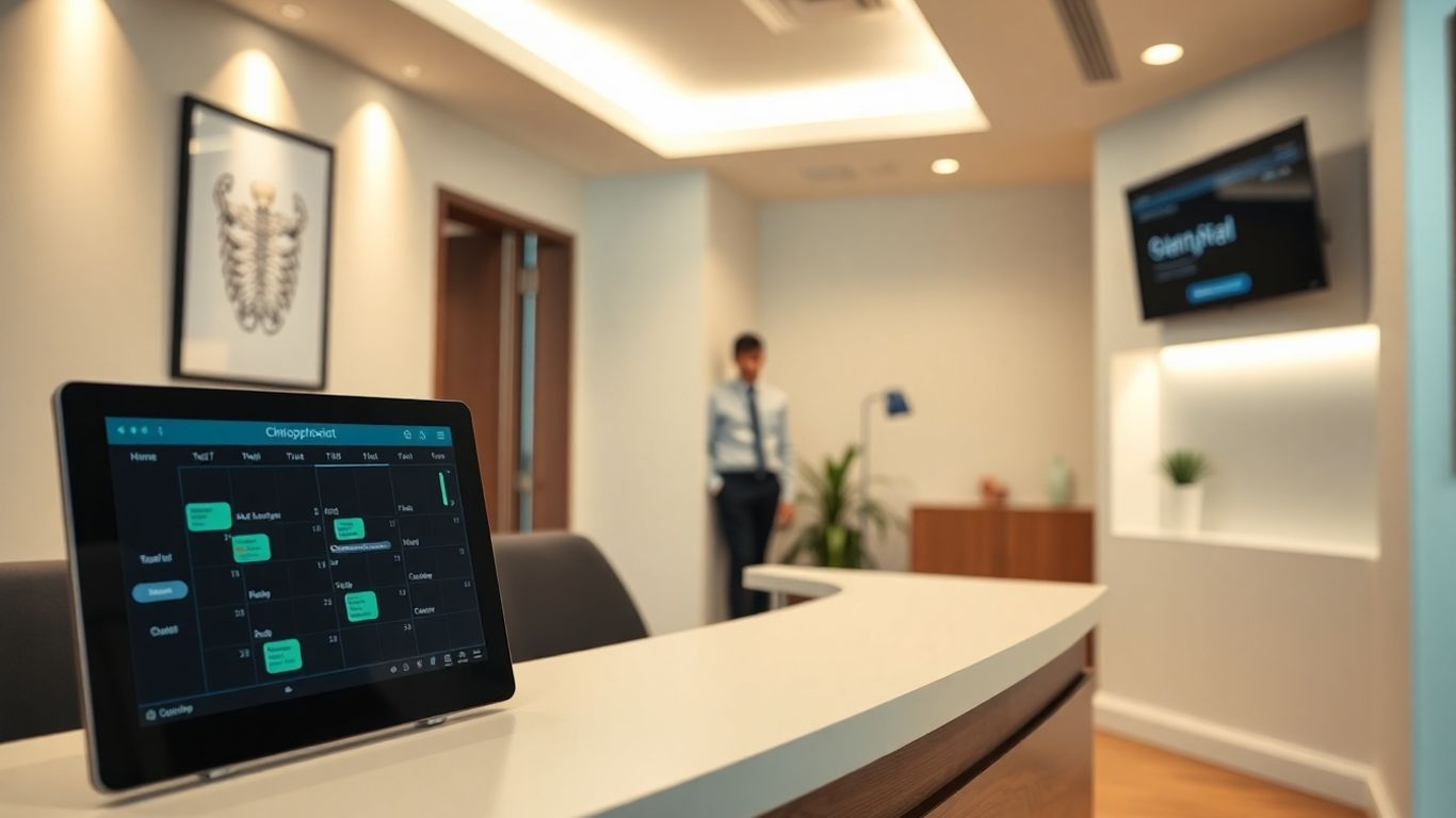 Chiropractic office with AI appointment scheduling interface.