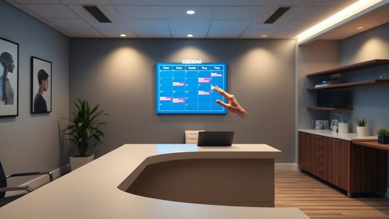 Chiropractic office with AI appointment scheduling interface.