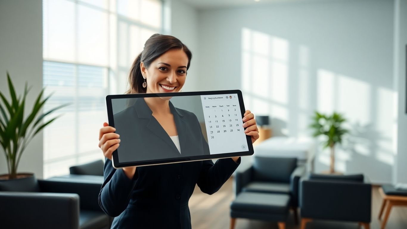 AI receptionist on tablet in chiropractic office