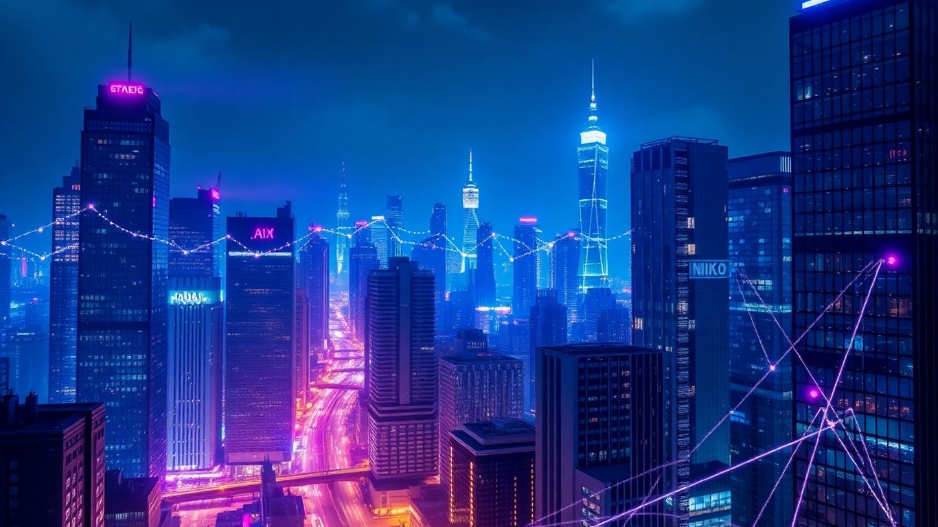 AI analyzing futuristic cityscape for revenue prediction.