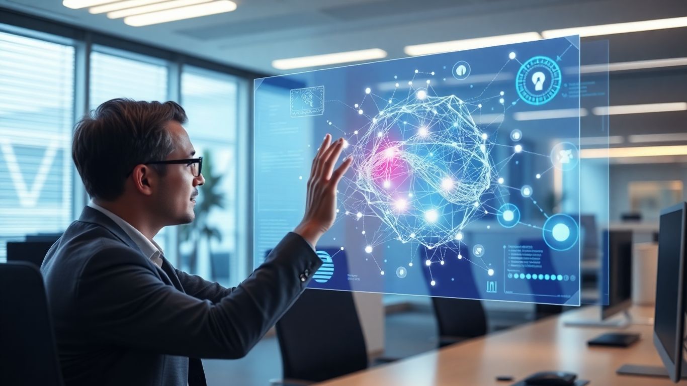 AI sales pitch integration in a modern office.