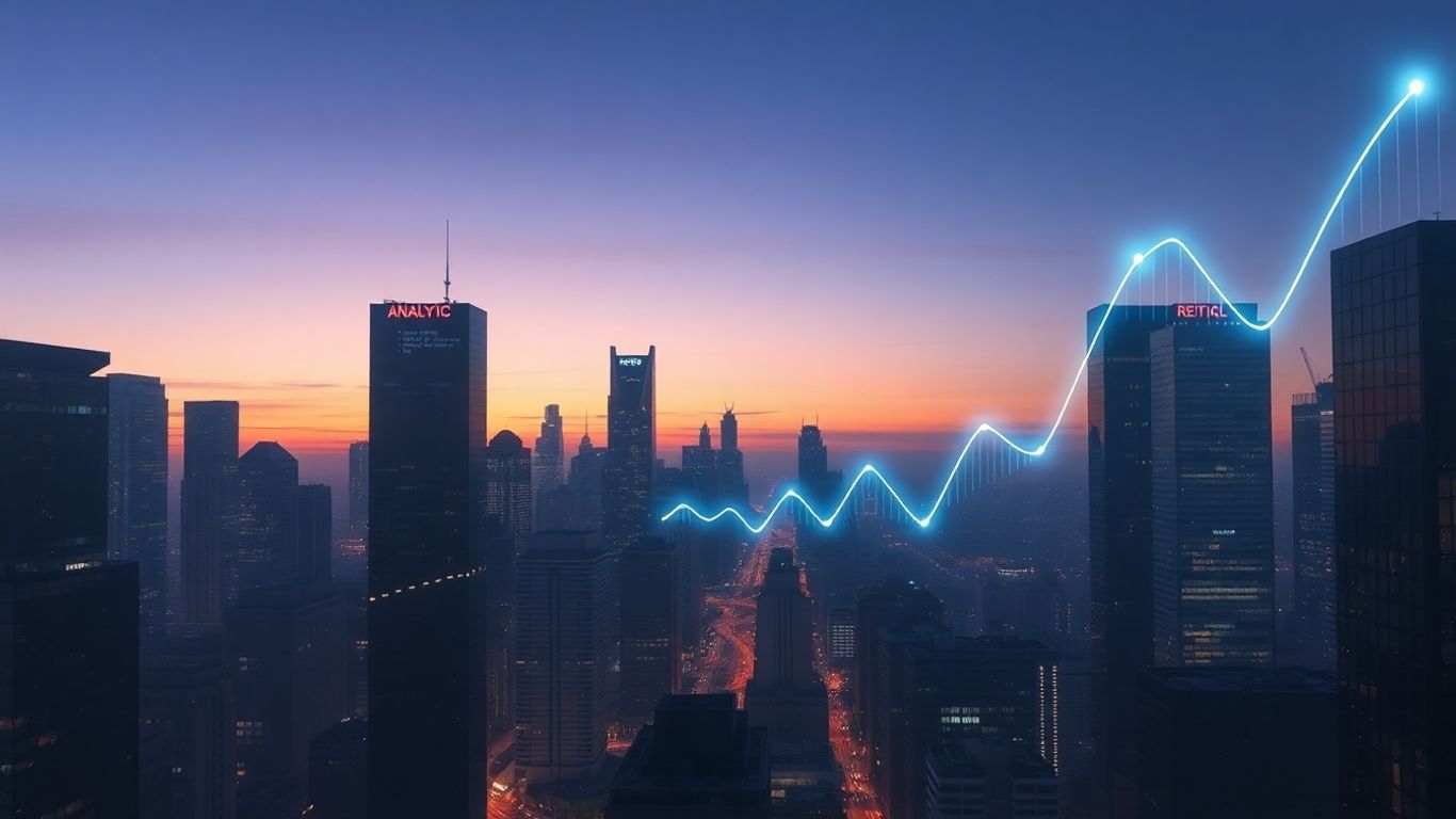 AI and sales forecasting concept with futuristic city.