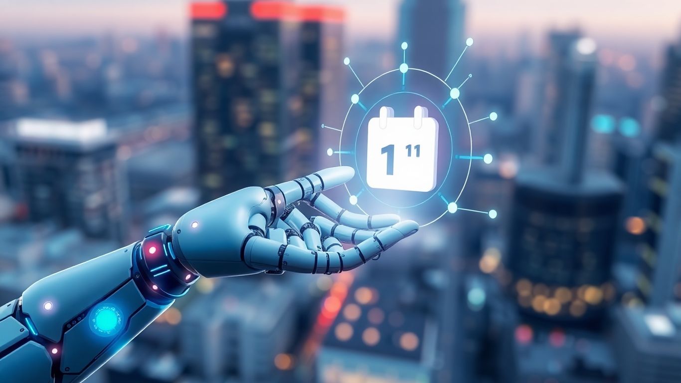 AI appointment setter connecting with a calendar icon.