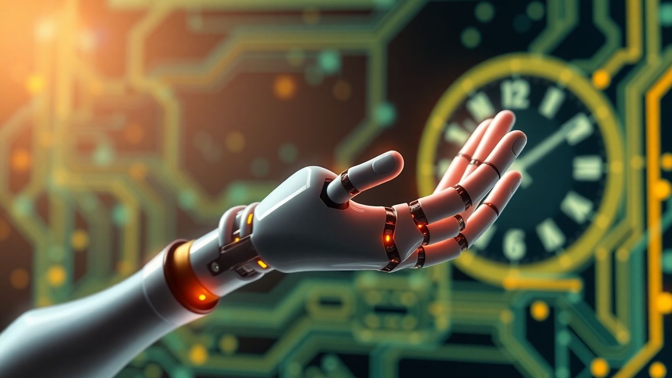 AI appointment setter interface with robotic hand.