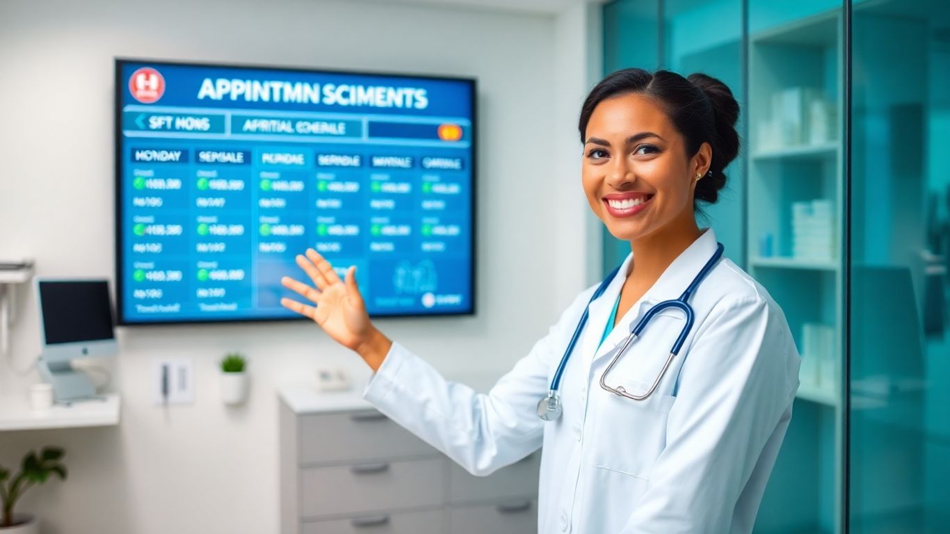 AI appointment setter interface in a healthcare setting.