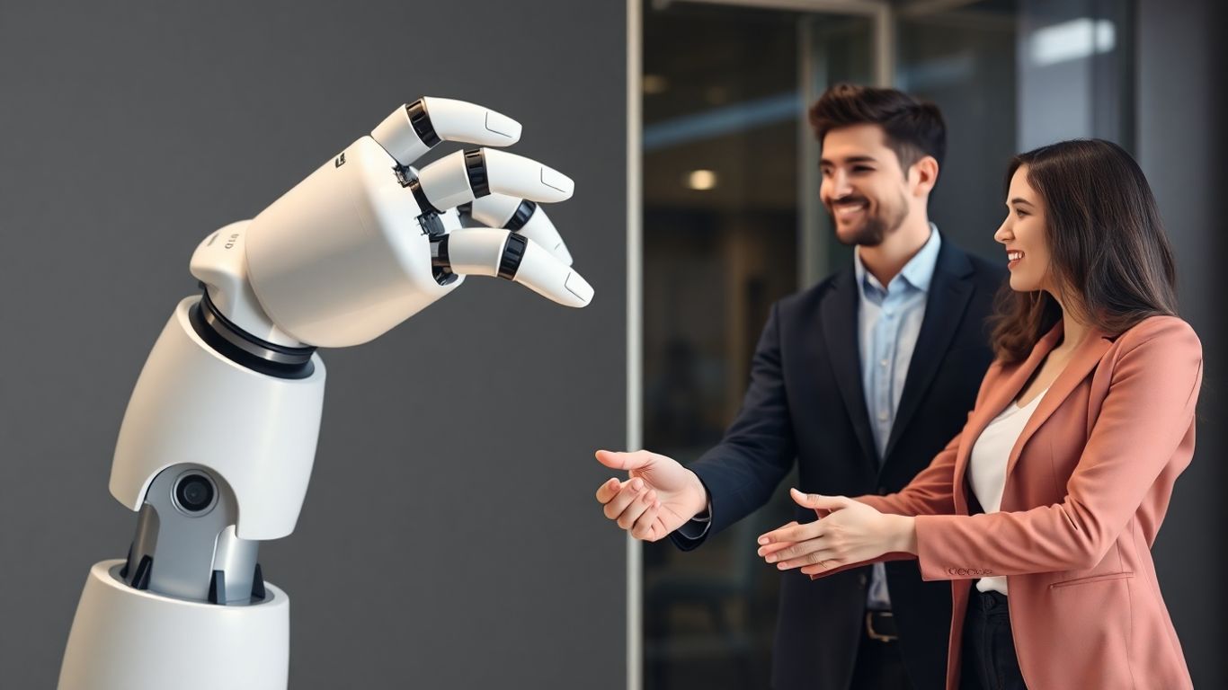AI robot and human salesperson interaction