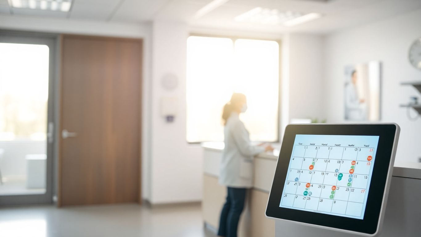 AI appointment setter interface in a medical office.