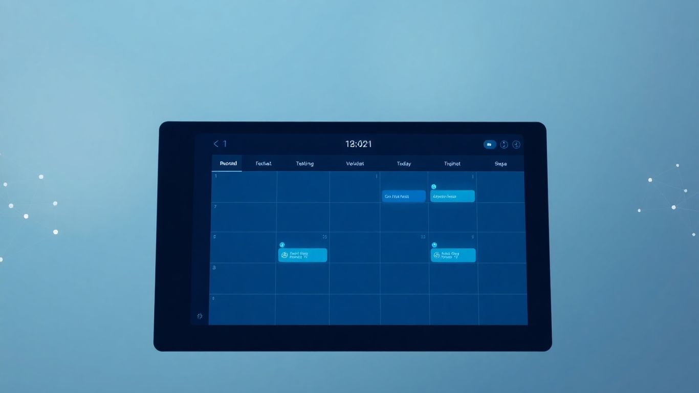 AI appointment setter interface with glowing calendar slots.