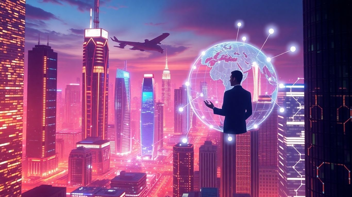AI sales outreach futuristic cityscape digital connections