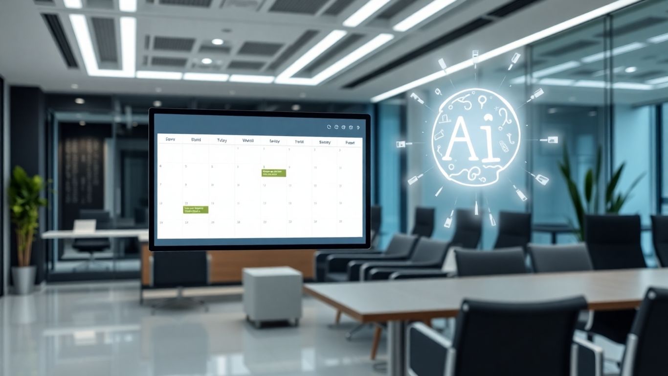 AI scheduling interface with calendar and appointment slots.